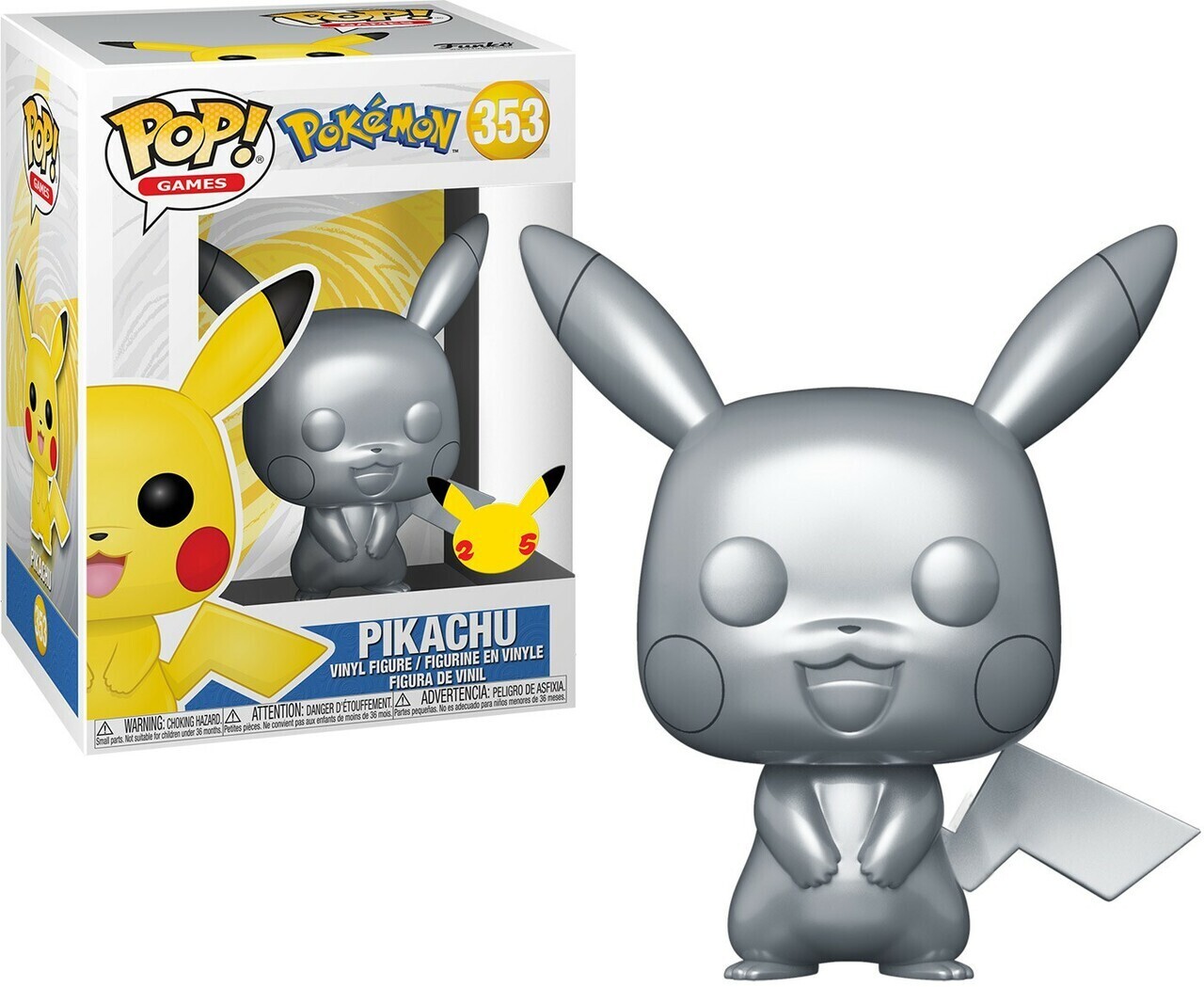 FUNKO POP! Games: Pokemon- Pikachu (Silver Metallic)