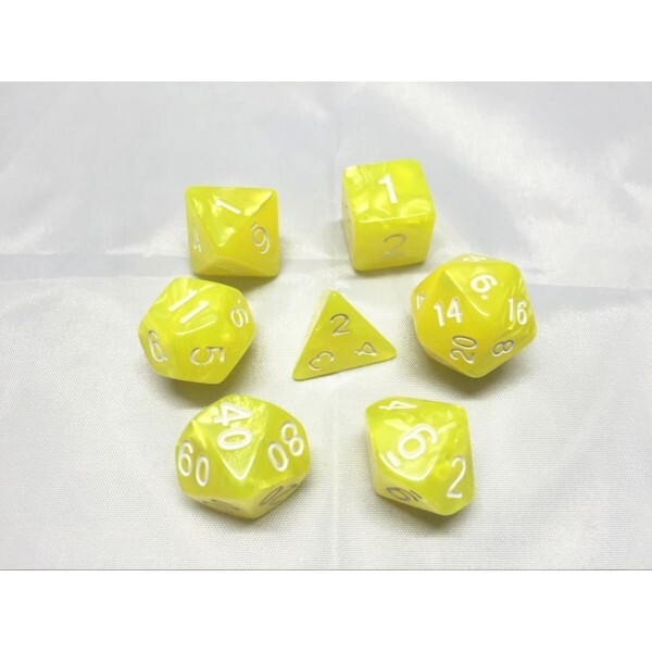 BRIGHT YELLOW PEARL DICE SET
